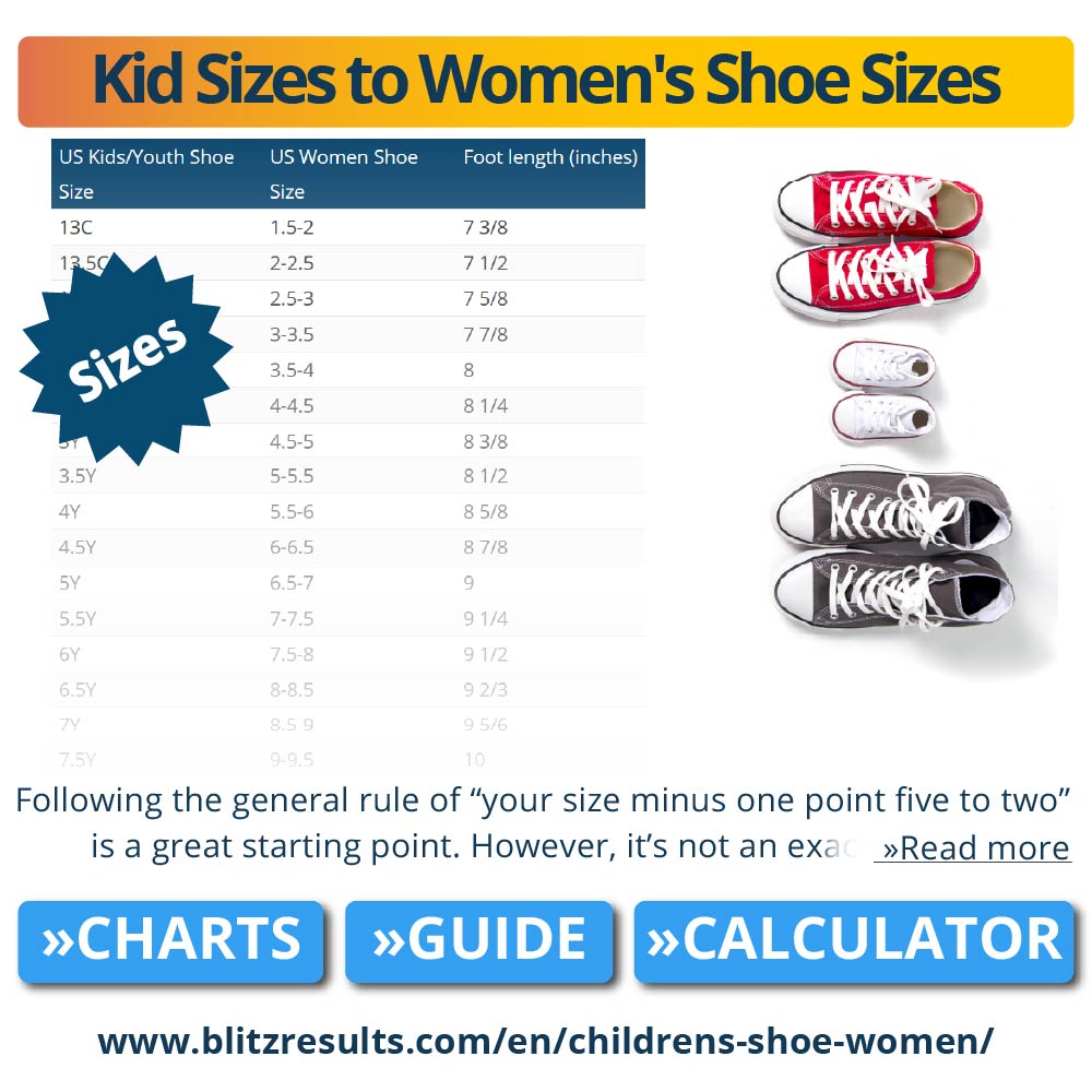 kid shoe sizes compared women's