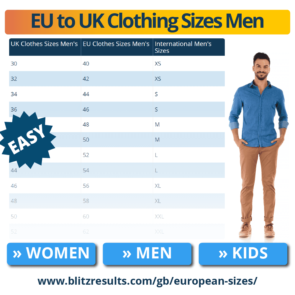 Mens International Size Conversion Chart