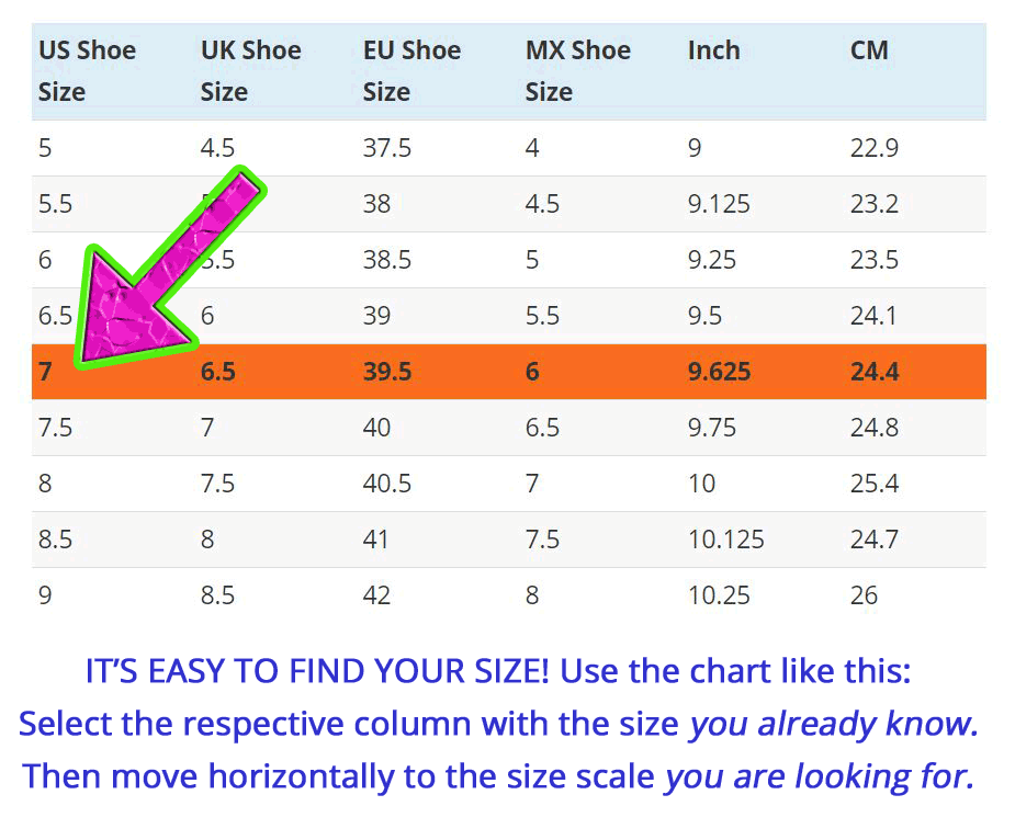 Shoe Size Conversion Charts | UK to US 