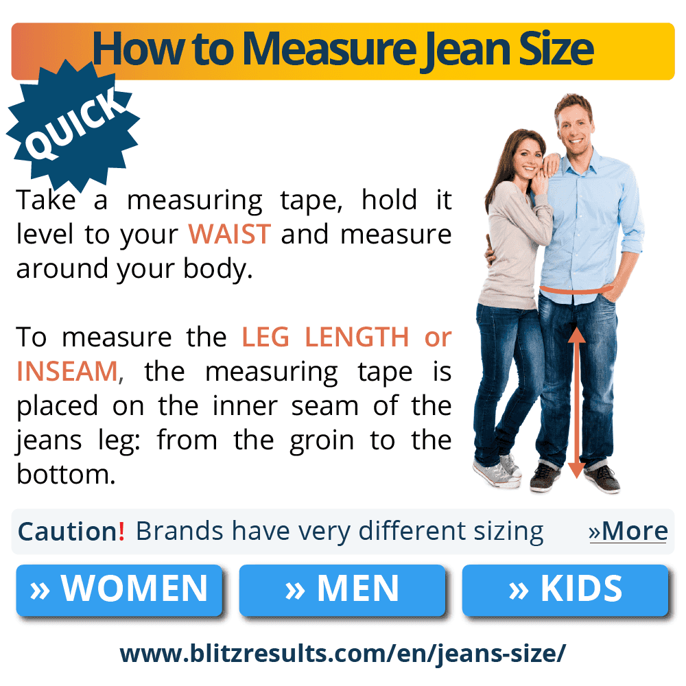 1 Jean Size Chart & Converter | Width + Length | How to ☆