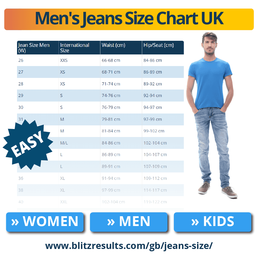 1 Jean Size Chart & Converter, Width + Length