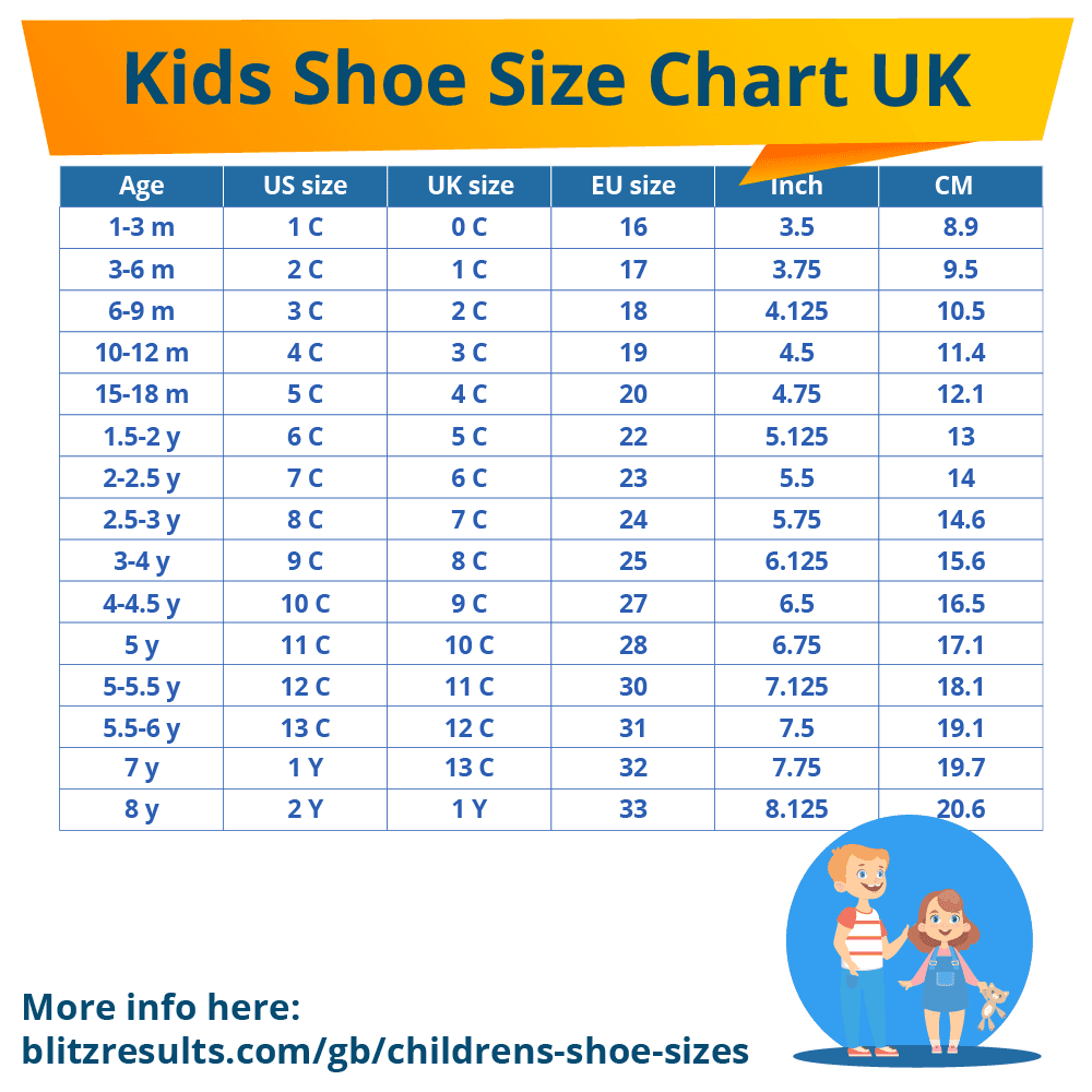 Kids Shoe Size Chart UK