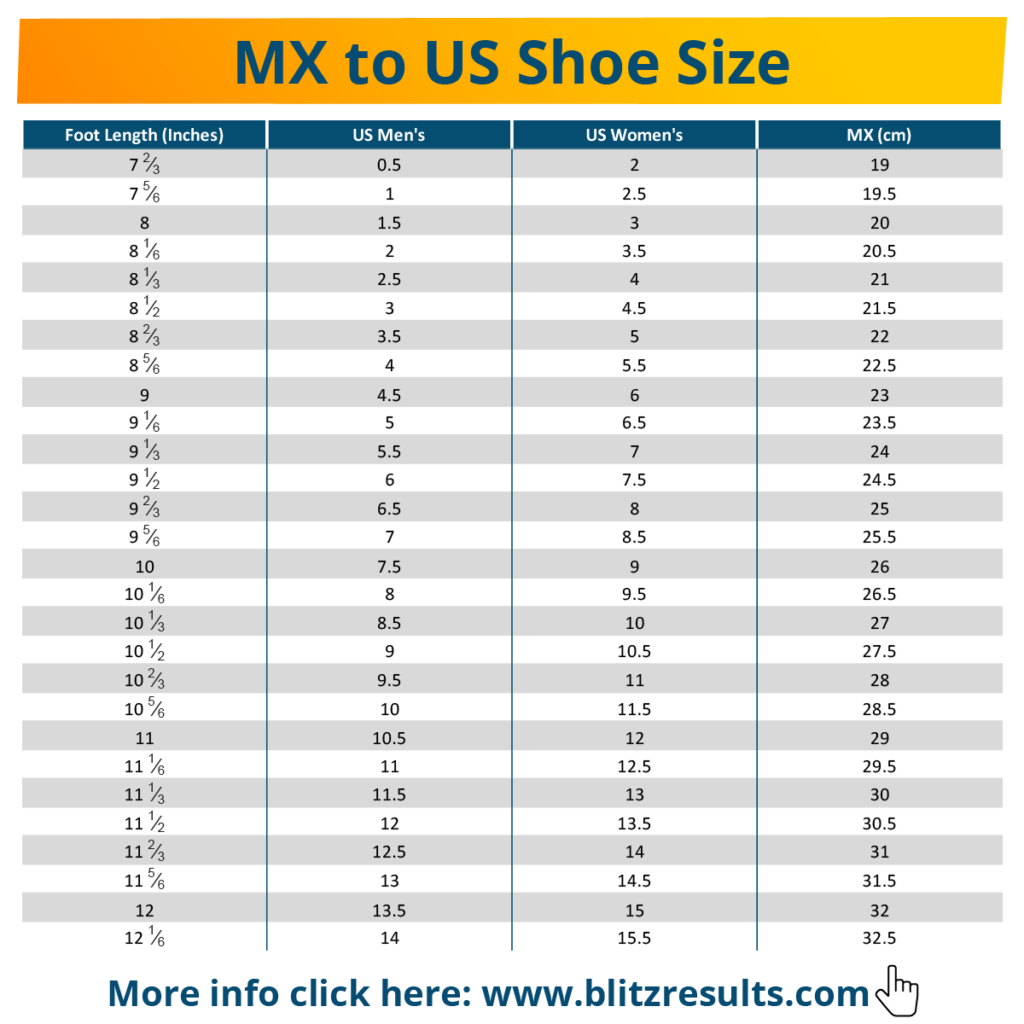 us size chart shoes