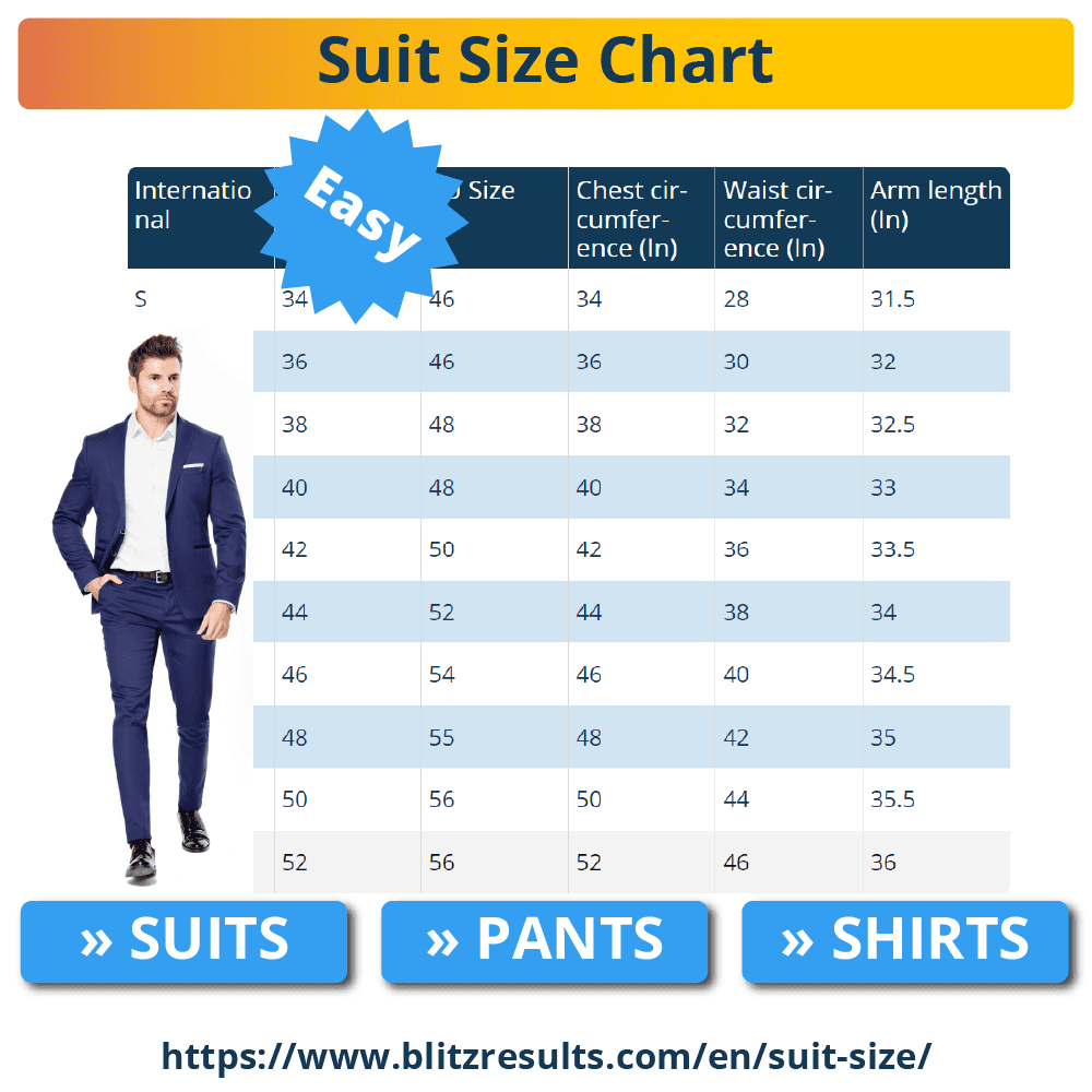 Suit Size Chart Big And