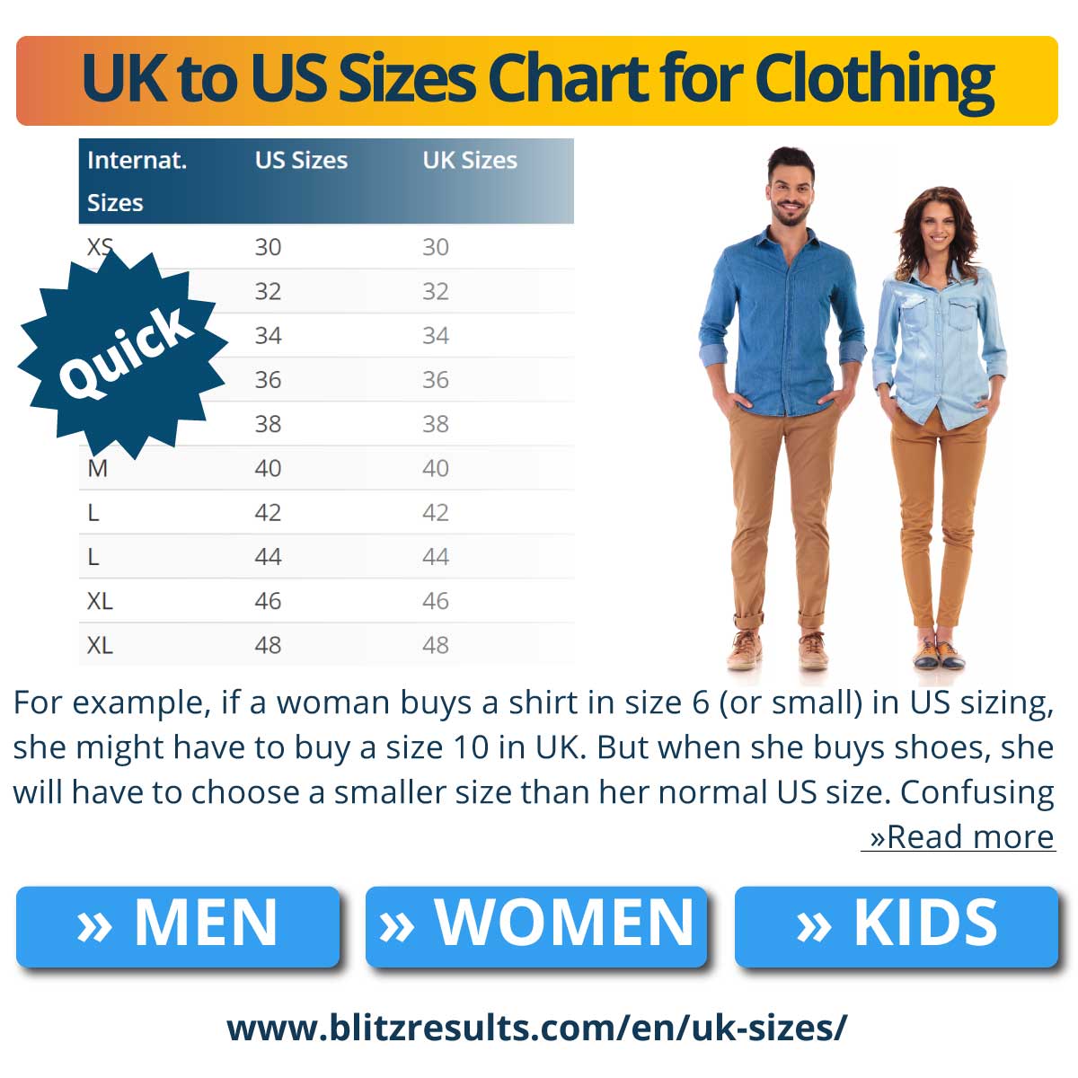 Men's Clothing Conversion Chart Australia