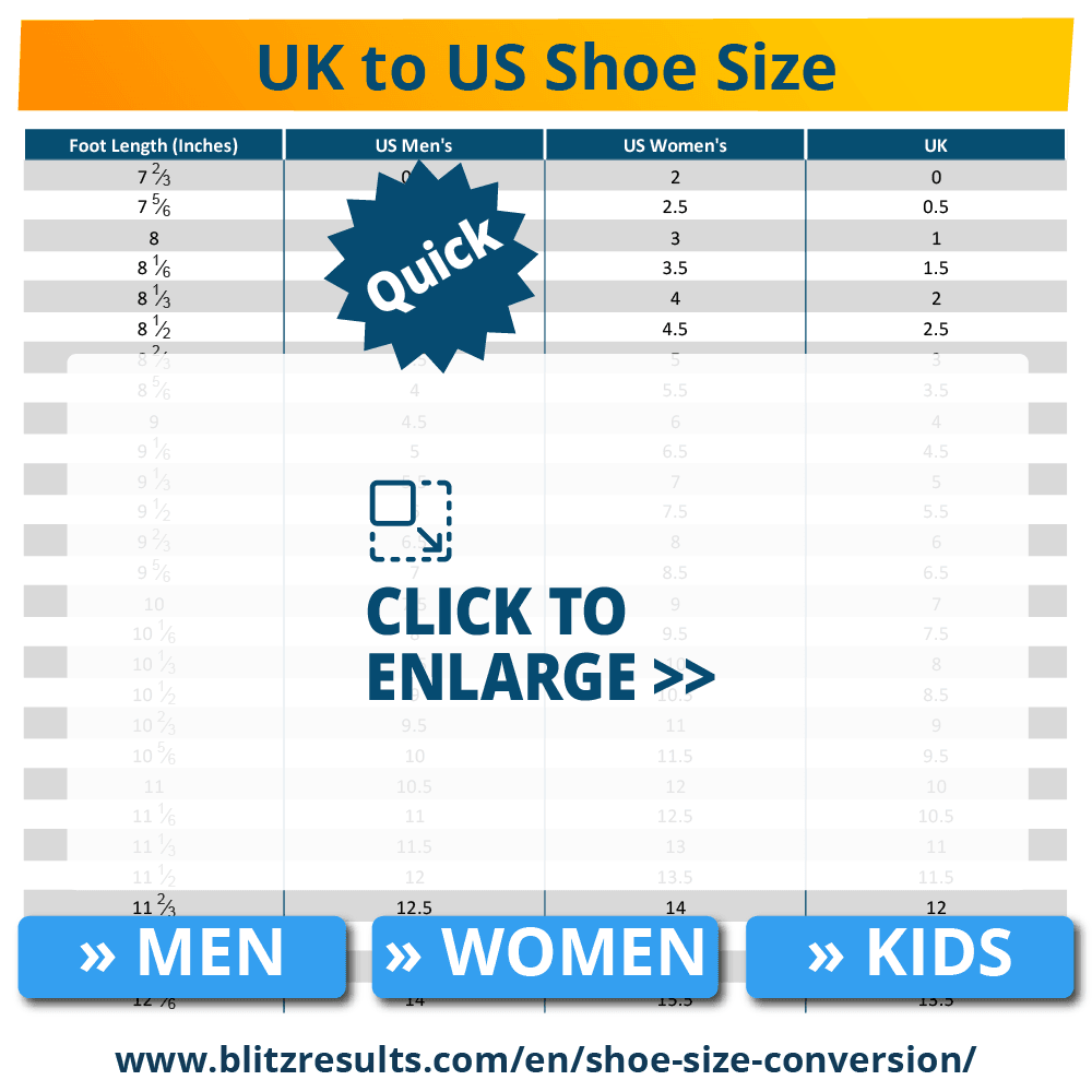 ᐅ UK to US shoe size: Conversion Charts 