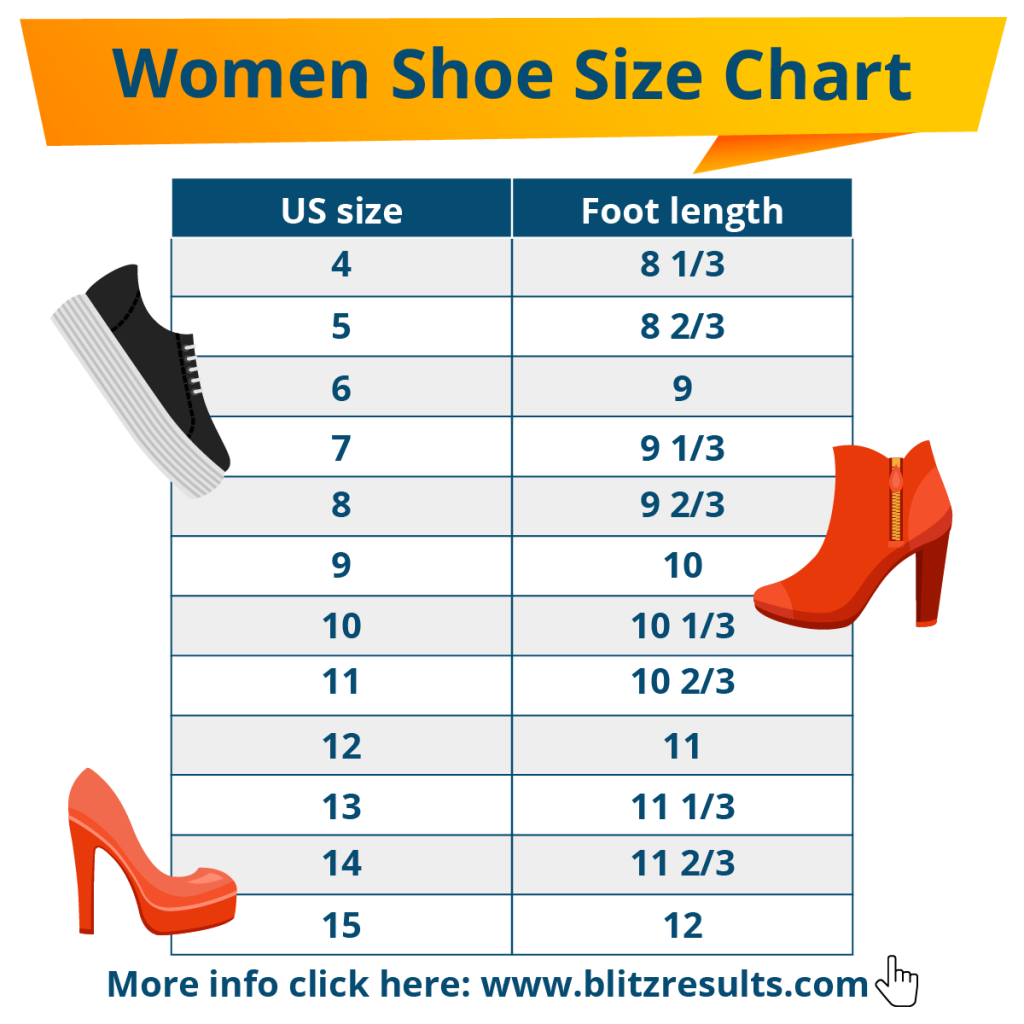 Таблица размеров женской обуви