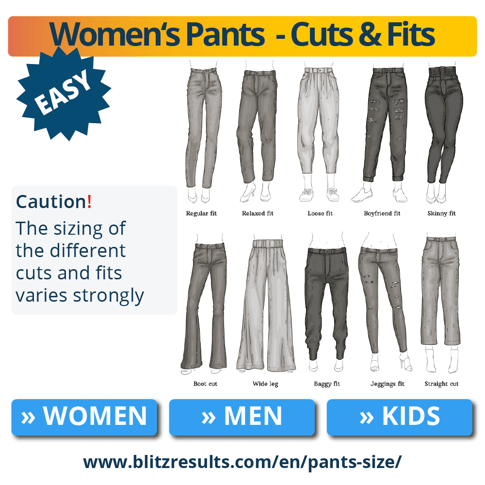 Pants Size Conversion Charts + Sizing Guides for Men & Women