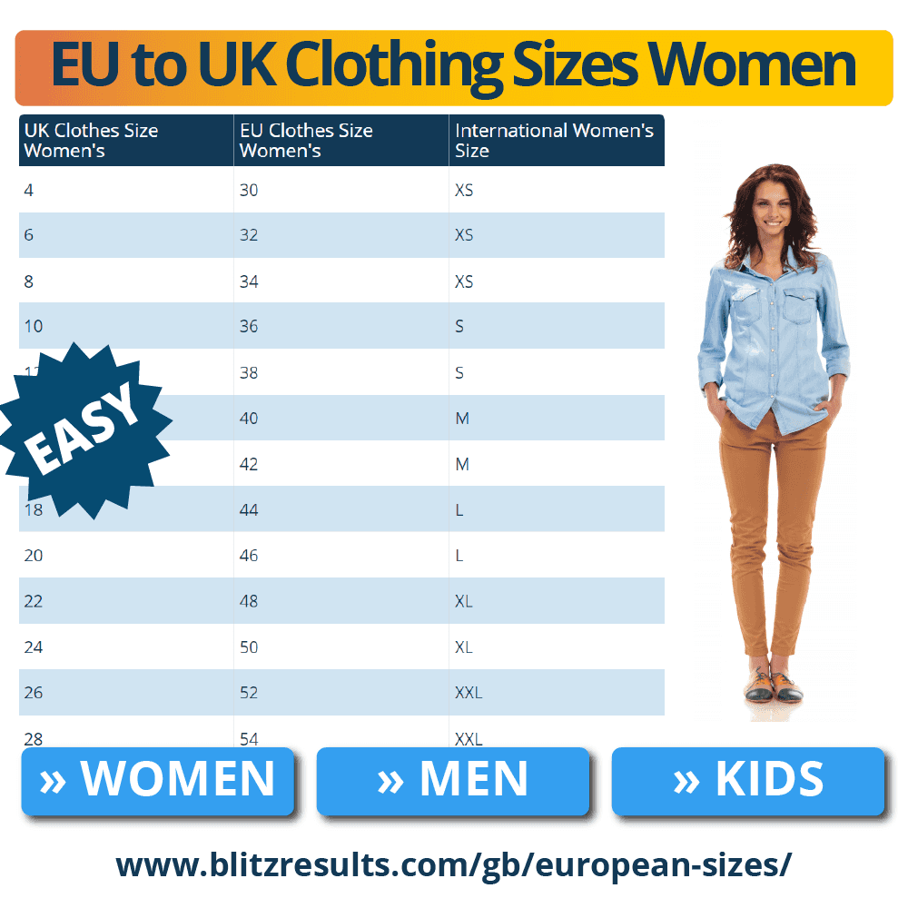 UK Size to EU Clothes Women